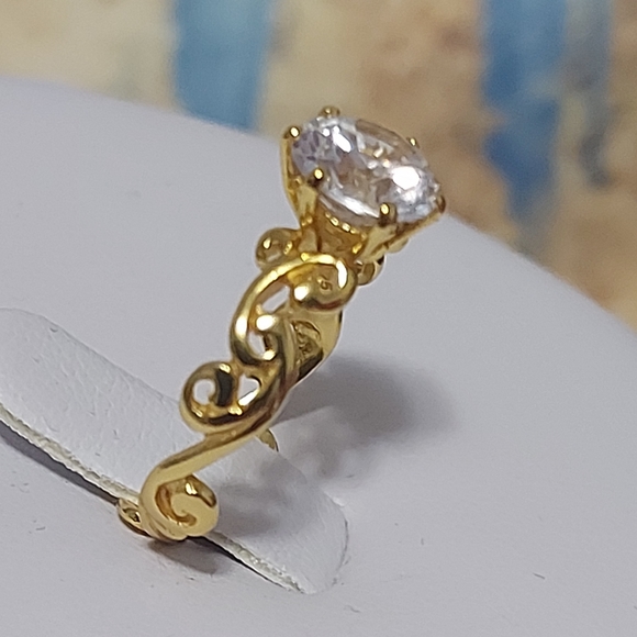 925 Sterling Silver Swirl Ring, Plated with 1 Micr - Picture 7 of 11